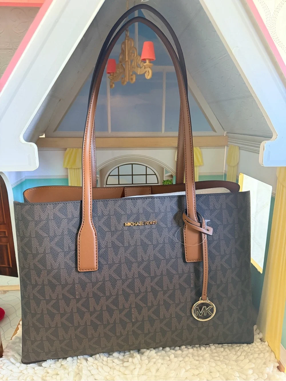 MICHAEL KORS Classic Brown Monogram Large Tote Bag ✨